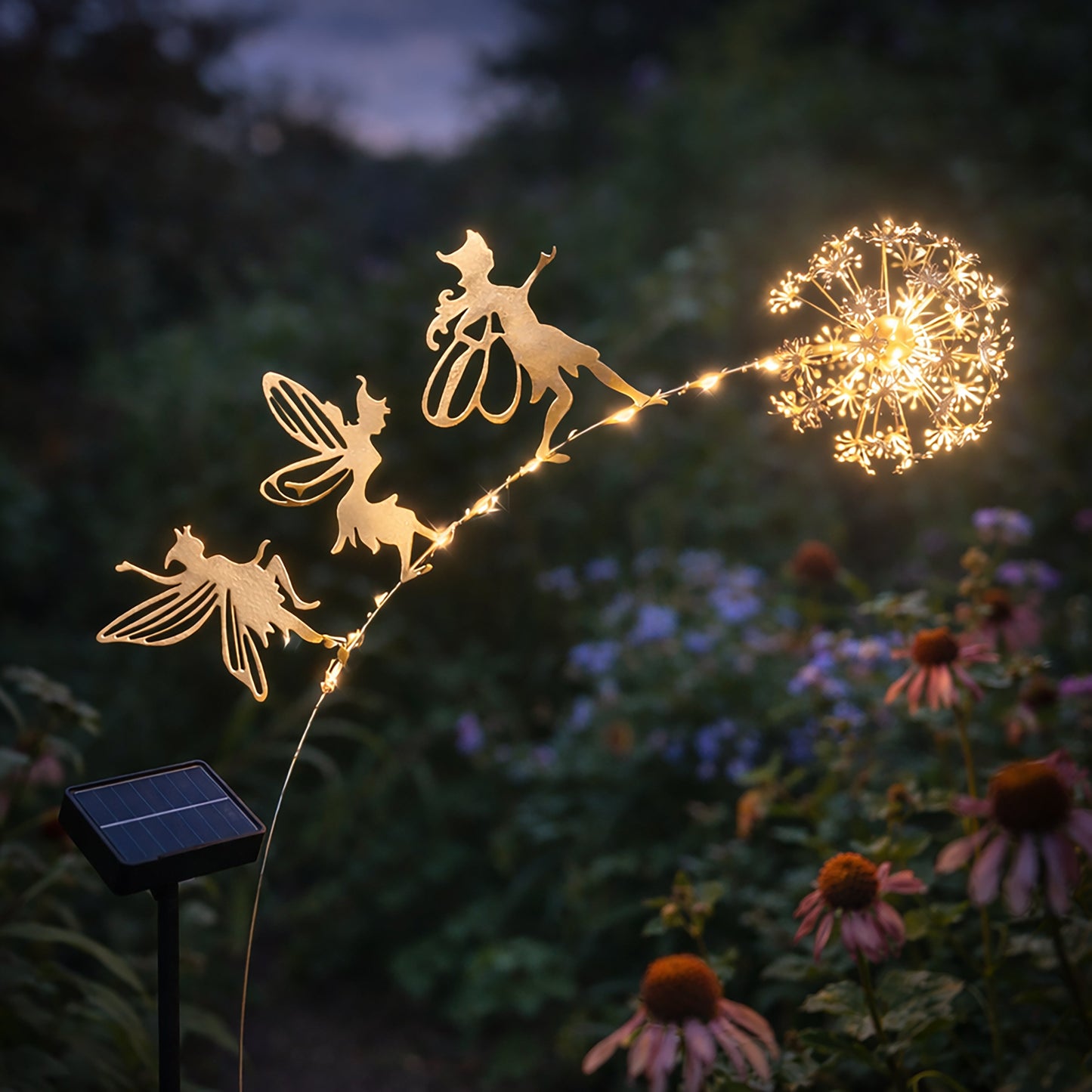 Solar Dandelion Fairy Stake Light Outdoor Garden Ornament