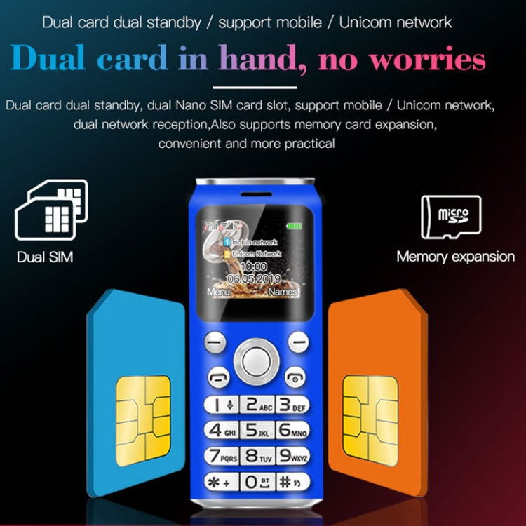 Satrend K8 Mini Mobile Phone, 1.0 inch, Hands Free Bluetooth Dialer Headphone, MP3 Music, Dual SIM, Network: 2G(Green)