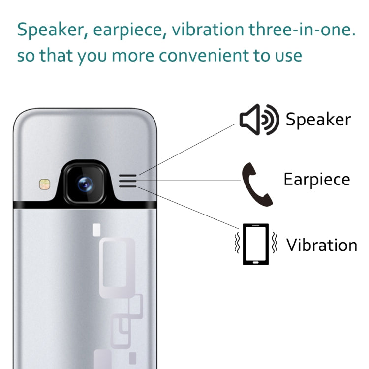 SERVO V9500 Mobile Phone, Russian Key, 2.4 inch, Spredtrum SC6531CA, 21 Keys, Support Bluetooth, FM, Magic Sound, Flashlight, GSM, Quad SIM(Silver)