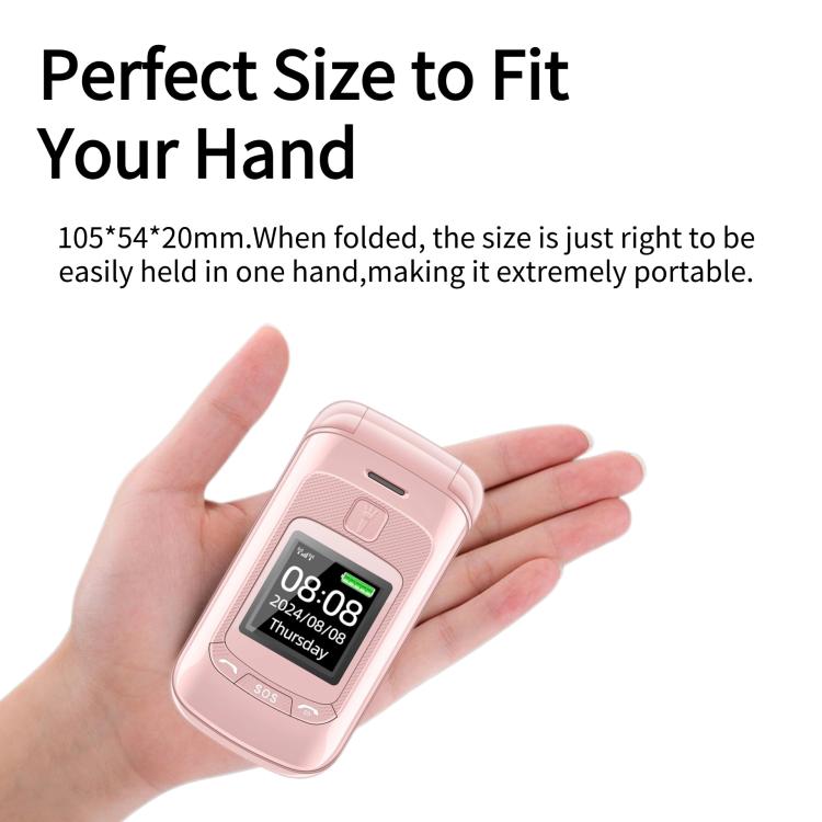 Mafam F899 Flip Phone, 2.4 inch, 32MB+32MB, Support FM, SOS, GSM, Family Number, Big Keys, Dual SIM, EU Plug, EU Plug