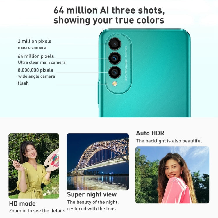 HUAWEI nova 10z 256GB CHA-AL80, 64MP Cameras, China Version, Triple Back Cameras, Side Fingerprint Identification, 6.6 inch HarmonyOS 2.0 Octa Core, Network: 4G, OTG, Not Support Google Play (Green)