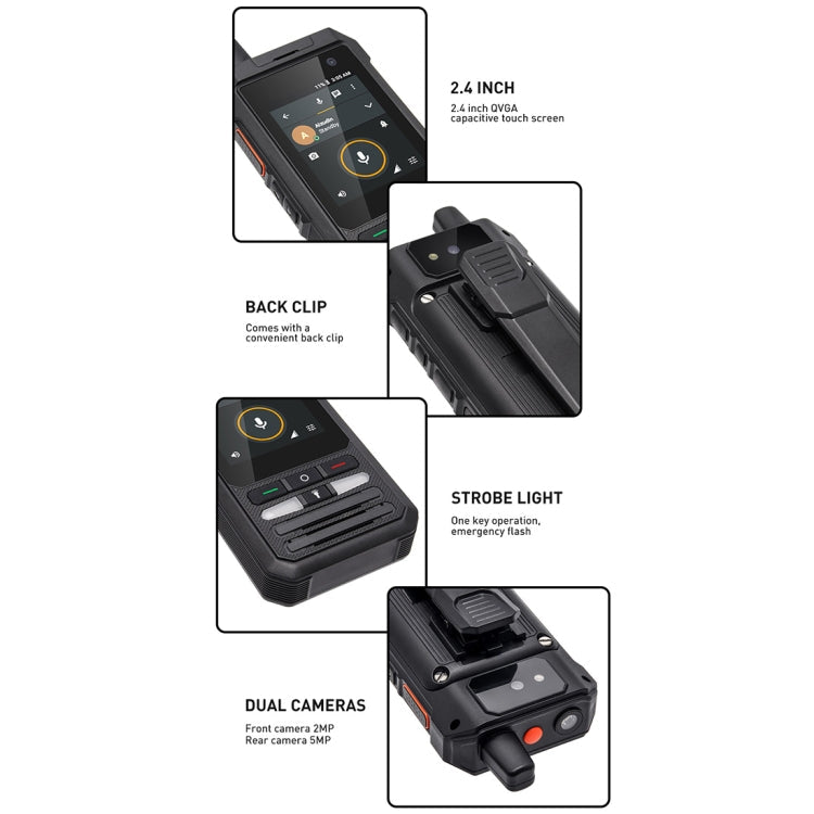 UNIWA F80 Walkie Talkie Rugged Phone, 1GB+8GB, Waterproof Dustproof Shockproof, 5300mAh Battery, 2.4 inch Android 8.1 Qualcomm MSM8909 Quad Core up to 1.1GHz, Network: 4G, Dual SIM, PPT, SOS (Black)