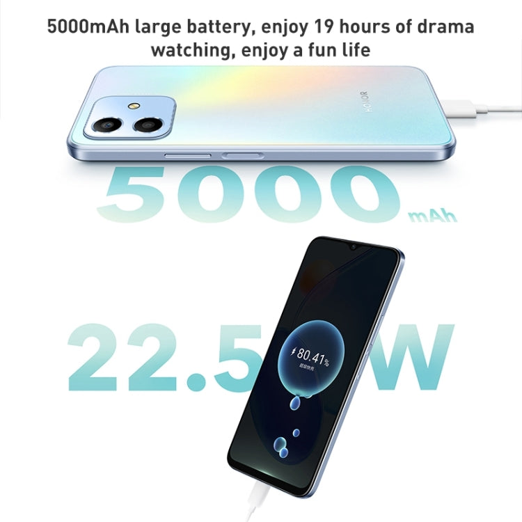 Honor Play6C 5G VNE-AN40, 8GB+128GB, China Version, Dual Back Cameras, Side Fingerprint Identification, 5000mAh Battery, 6.5 inch Magic UI 5.0 (Android R) Qualcomm Snapdragon 480 Plus Octa Core up to 2.2GHz, Network: 5G, Not Support Google Play(Blue)