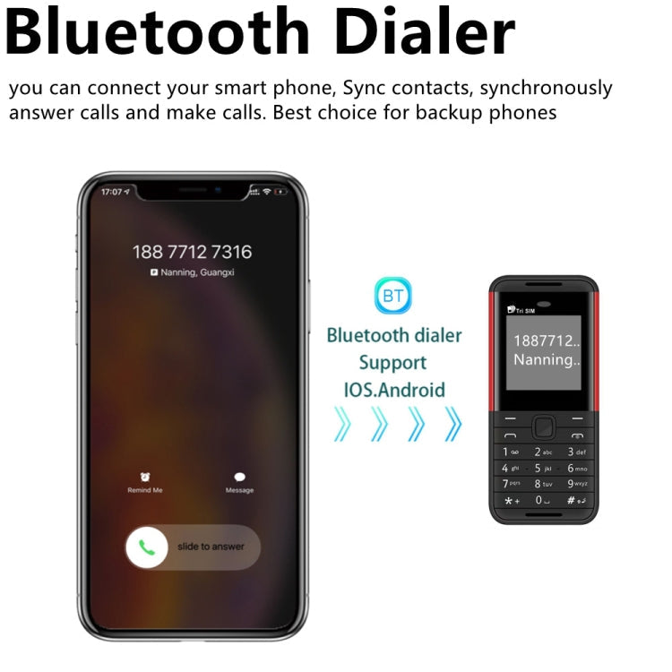 SERVO BM5310 Mini Mobile Phone, English Key, 1.33 inch, MTK6261D, 21 Keys, Support Bluetooth, FM, Magic Sound, Auto Call Record, GSM, Triple SIM (Red)