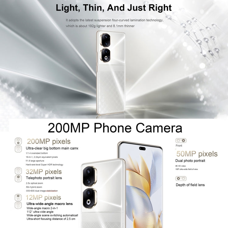 Honor 90 Pro 5G REP-AN00, 200MP Cameras, 16GB+512GB, China Version