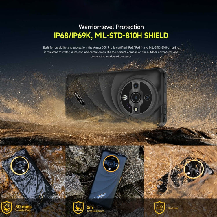 [HK Warehouse] Ulefone Armor X31 Pro 5G, 8GB+256GB, Night Vision, IP68/IP69K Rugged Phone, 6.56 inch Android 15 MediaTek Dimensity 6300 Octa Core, Network: 5G, NFC, OTG (Orange)