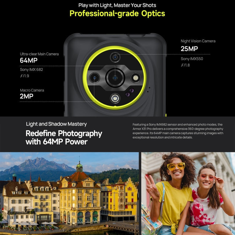[HK Warehouse] Ulefone Armor X31 Pro 5G, 8GB+256GB, Night Vision, IP68/IP69K Rugged Phone, 6.56 inch Android 15 MediaTek Dimensity 6300 Octa Core, Network: 5G, NFC, OTG (Black)