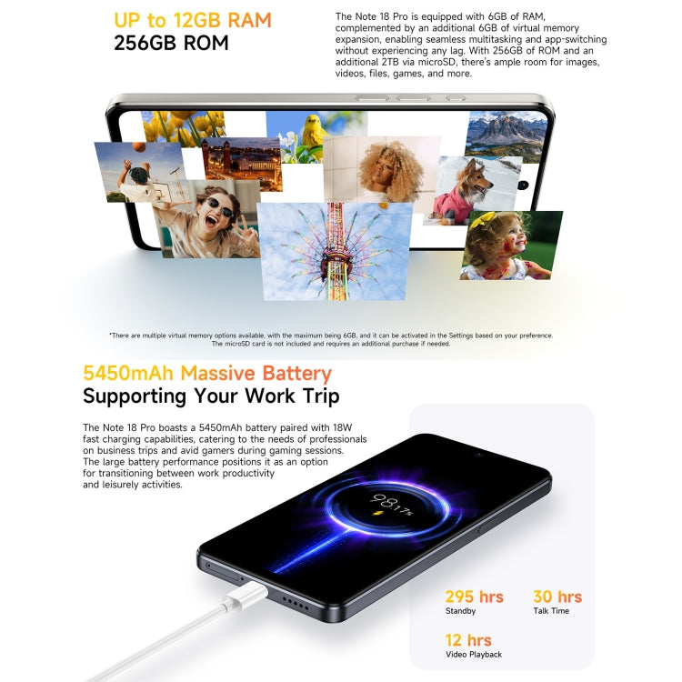 [HK Warehouse] Ulefone Note 18 Pro, 6GB+256GB, Face ID & Side Fingerprint, 6.78 inch Android 14 MediaTek Helio G91 MTK6769 Octa Core, Network: 4G, Dual SIM, OTG, NFC (Moonlit White)