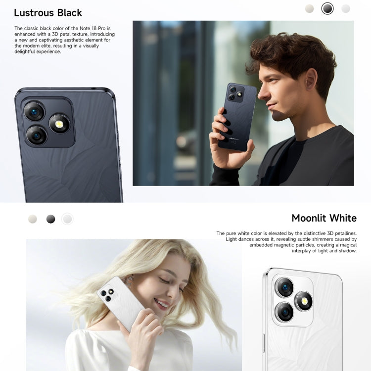 [HK Warehouse] Ulefone Note 18 Pro, 6GB+256GB, Face ID & Side Fingerprint, 6.78 inch Android 14 MediaTek Helio G91 MTK6769 Octa Core, Network: 4G, Dual SIM, OTG, NFC (Lustrous Black)