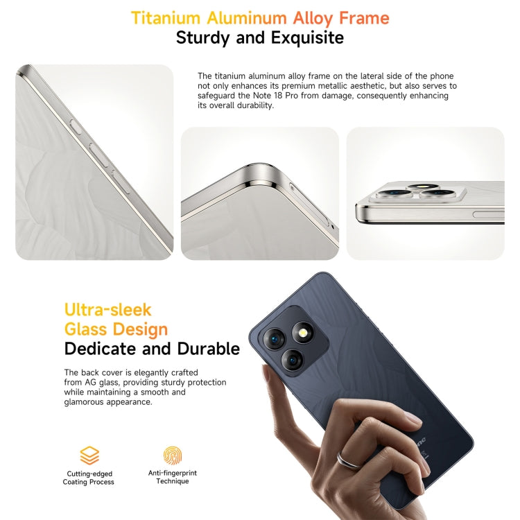 [HK Warehouse] Ulefone Note 18 Pro, 6GB+256GB, Face ID & Side Fingerprint, 6.78 inch Android 14 MediaTek Helio G91 MTK6769 Octa Core, Network: 4G, Dual SIM, OTG, NFC (Moonlit White)