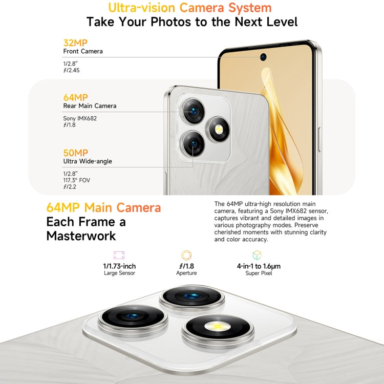 [HK Warehouse] Ulefone Note 18 Pro, 6GB+256GB, Face ID & Side Fingerprint, 6.78 inch Android 14 MediaTek Helio G91 MTK6769 Octa Core, Network: 4G, Dual SIM, OTG, NFC (Lustrous Black)