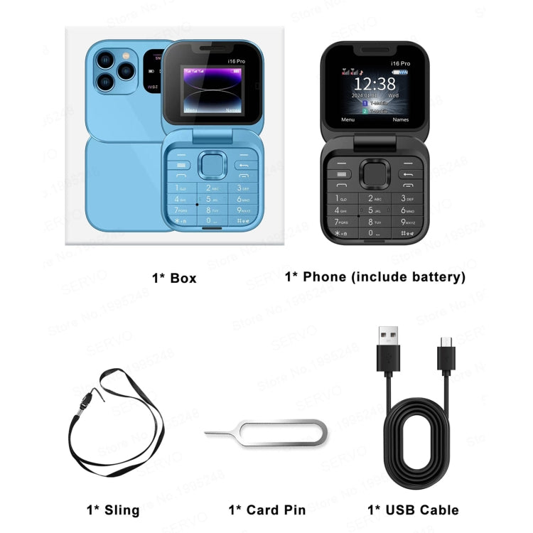 SERVO i16 Pro Mini Flip Phone, 1.77 inch, MTK6261D, 23 Keys, Support Bluetooth, FM, Magic Sound, Quick Dial, GSM, Dual SIM (Purple)