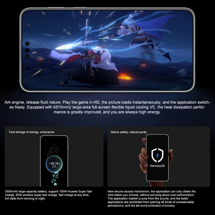 HUAWEI Mate 70 Pro, 12GB+512GB, Harmony AI, 3D Face & Side Fingerprint Identification, 6.9 inch HarmonyOS 4.3, NFC, OTG, Not Support Google Play (White)