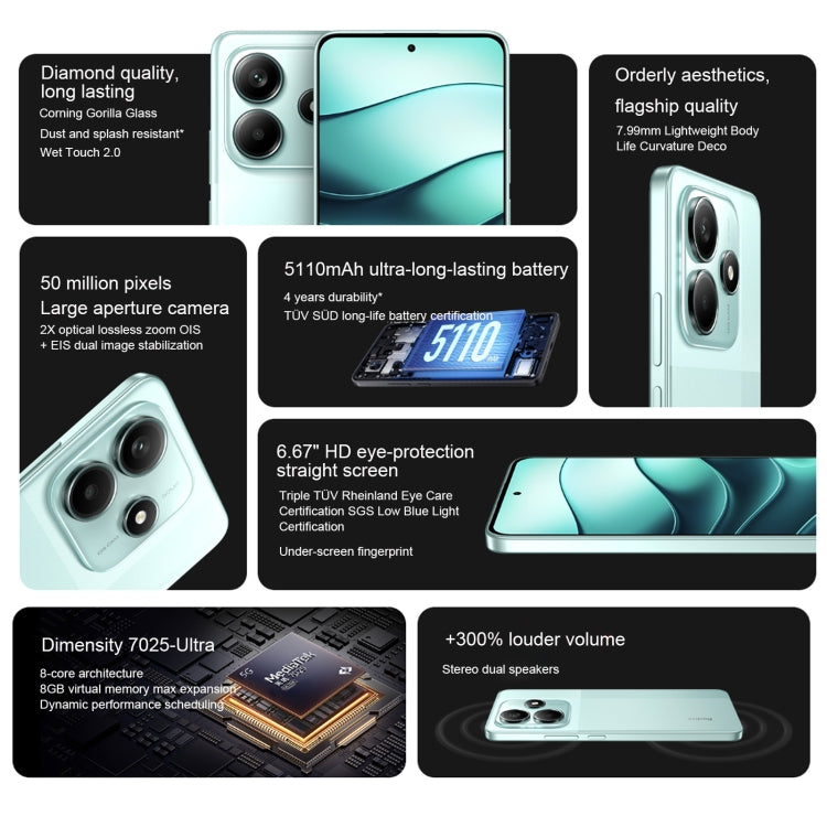 Xiaomi Redmi Note 14 5G, 6GB+128GB, 6.67 inch Xiaomi HyperOS Mediatek Dimensity 7025-Ultra Octa Core, Network: 5G (Green)