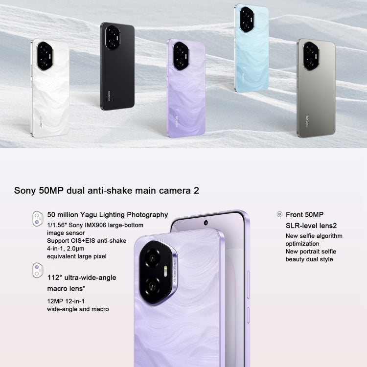 Honor 300, 12GB+256GB, Screen Fingerprint, 6.7 inch MagicOS 9.0 / Android 15 Snapdragon 7 Gen 3 Octa Core, Network: 5G, NFC, OTG, Support Google Play (Purple)