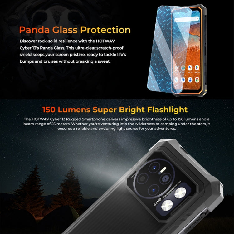 [HK Warehouse] HOTWAV CYBER 13, IP68/IP69K Rugged Phone, 8GB+128GB, 10800mAh, 6.6 inch Android 14.0 Unisoc T606 Octa Core, Network: 4G, NFC, OTG (Orange)