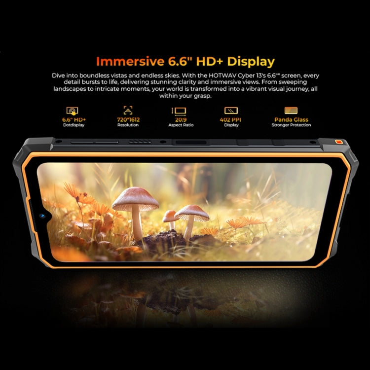 [HK Warehouse] HOTWAV CYBER 13, IP68/IP69K Rugged Phone, 8GB+128GB, 10800mAh, 6.6 inch Android 14.0 Unisoc T606 Octa Core, Network: 4G, NFC, OTG (Orange)