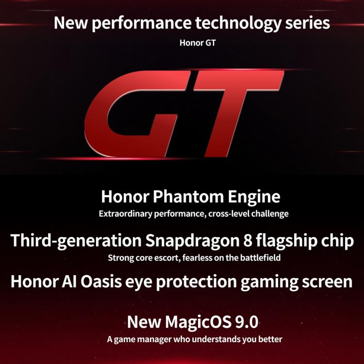 Honor GT, 16GB+512GB, In-screen Fingerprint, 6.7 inch MagicOS 9.0 Android 15.0 Snapdragon 8 Gen 3 Octa Core, Network: 5G, OTG, NFC (White)
