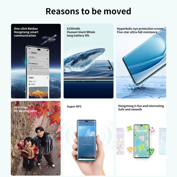 HUAWEI Enjoy 70X, 8GB+512GB, Screen Fingerprint, 6.78 inch HarmonyOS 4.2 Kirin 8000A Hexa Core, Network: 4G, OTG, NFC, Not Support Google Play (Cyan)
