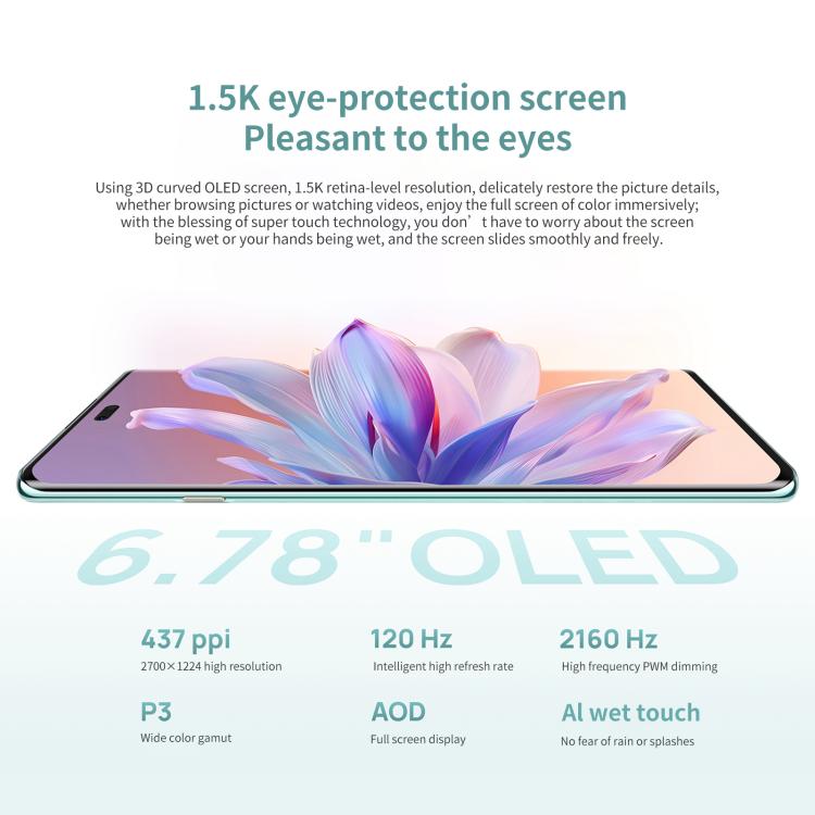 HUAWEI Enjoy 70X, 8GB+512GB, Screen Fingerprint, 6.78 inch HarmonyOS 4.2 Kirin 8000A Hexa Core, Network: 4G, OTG, NFC, Not Support Google Play (Green)