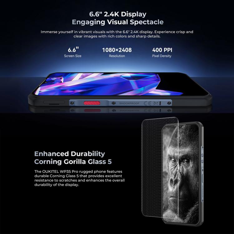 [HK Warehouse] Oukitel WP35 Pro 5G Rugged Phone, 12GB+512GB, 6.6 inch Android 14 MediaTek Dimensity 6300 Octa Core, NFC, OTG, Network: 5G (Green)