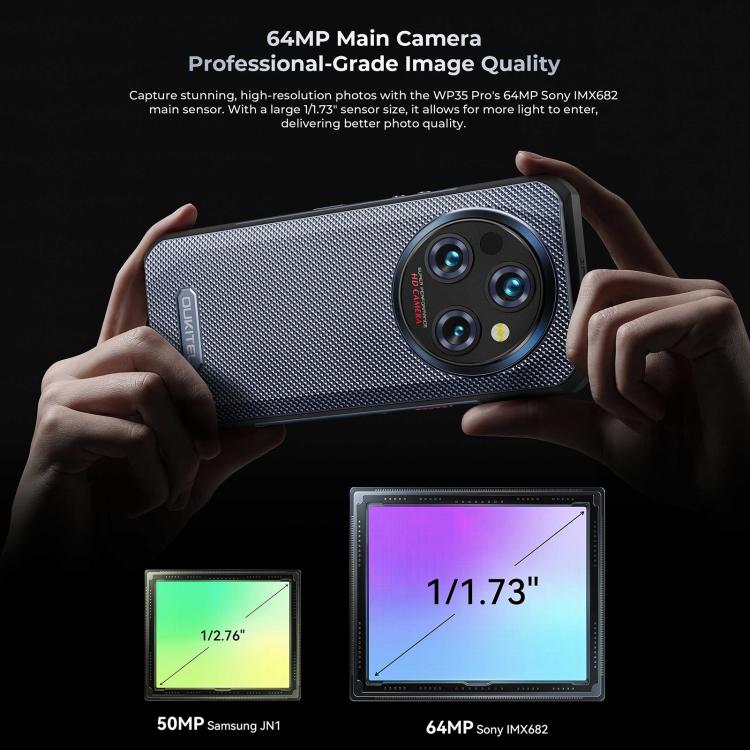 [HK Warehouse] Oukitel WP35 Pro 5G Rugged Phone, 12GB+512GB, 6.6 inch Android 14 MediaTek Dimensity 6300 Octa Core, NFC, OTG, Network: 5G (Black)