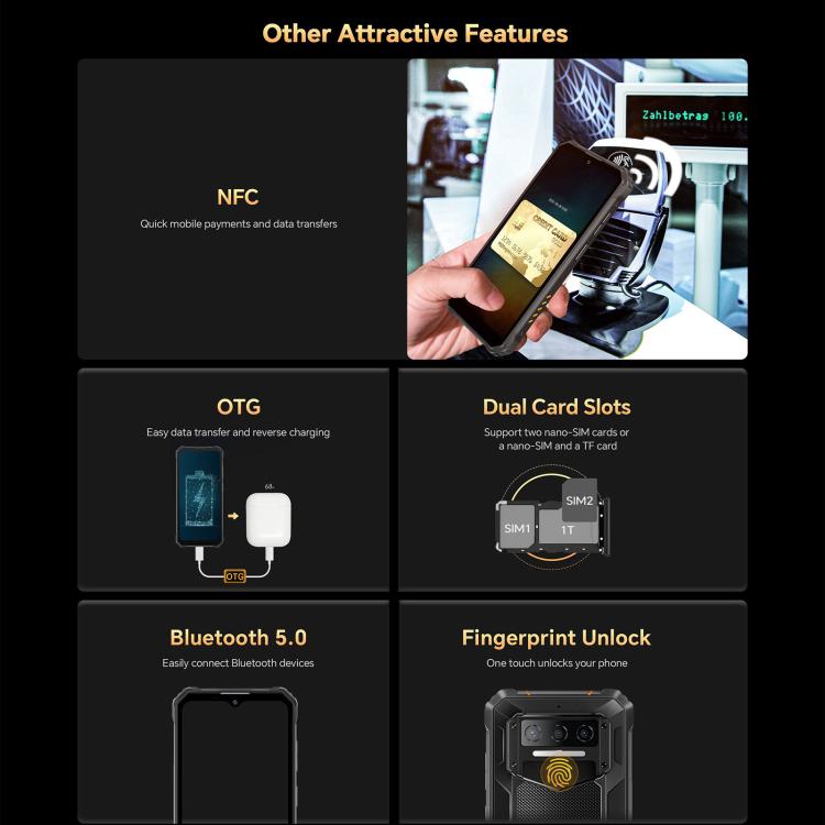 [HK Warehouse] Oukitel WP23 Plus Rugged Phone, 8GB+256GB, 6.52 inch Android 14.0Unisoc T606 Octa-core, NFC, OTG, Network: 4G (Orange)