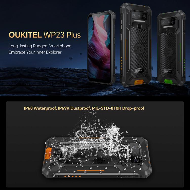 [HK Warehouse] Oukitel WP23 Plus Rugged Phone, 8GB+256GB, 6.52 inch Android 14.0Unisoc T606 Octa-core, NFC, OTG, Network: 4G (Black)