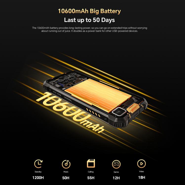 [HK Warehouse] Oukitel WP23 Plus Rugged Phone, 8GB+256GB, 6.52 inch Android 14.0Unisoc T606 Octa-core, NFC, OTG, Network: 4G (Orange)