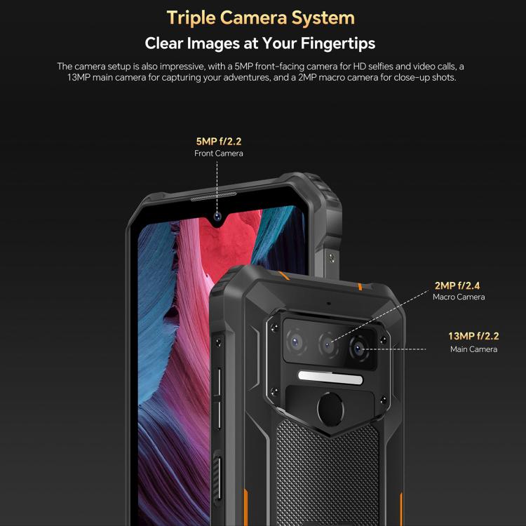 [HK Warehouse] Oukitel WP23 Plus Rugged Phone, 8GB+256GB, 6.52 inch Android 14.0Unisoc T606 Octa-core, NFC, OTG, Network: 4G (Orange)