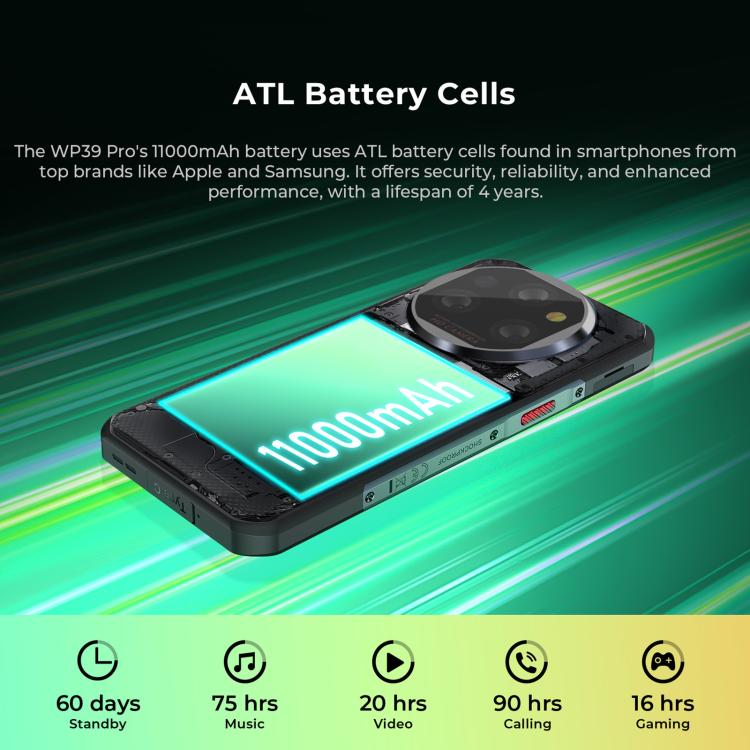 [HK Warehouse] Oukitel WP39 Pro 5G Rugged Phone, 12GB+512GB, Night Vision, Fingerprint Identification, 6.6 inch Android 14 MediaTek Dimensity 6300 Octa Core, NFC, OTG, Network: 5G (Green)