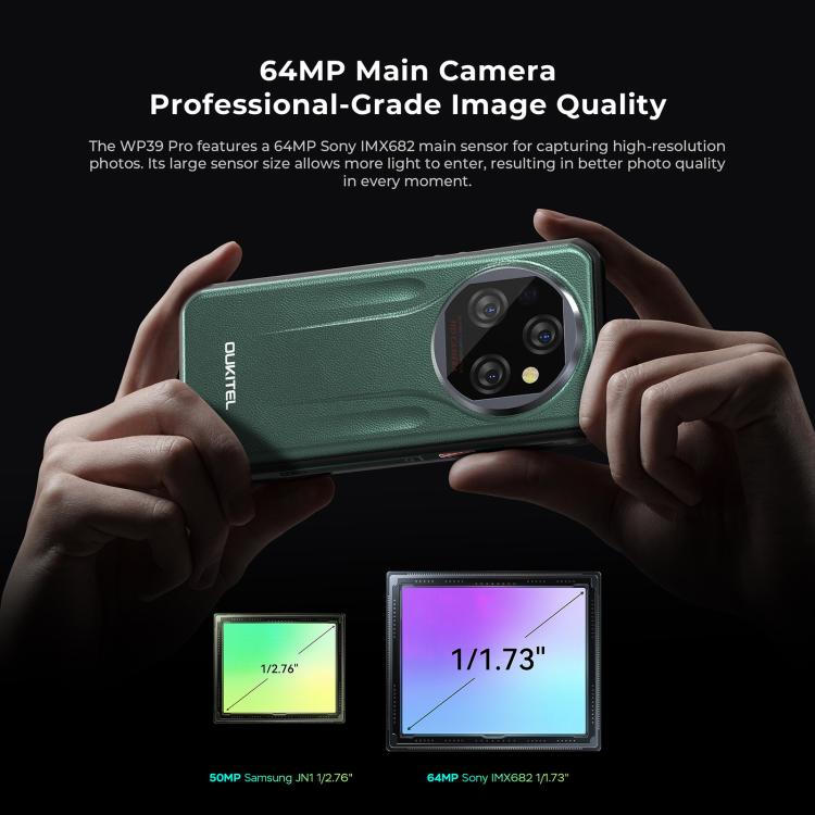 [HK Warehouse] Oukitel WP39 Pro 5G Rugged Phone, 12GB+512GB, Night Vision, Fingerprint Identification, 6.6 inch Android 14 MediaTek Dimensity 6300 Octa Core, NFC, OTG, Network: 5G (Grey)