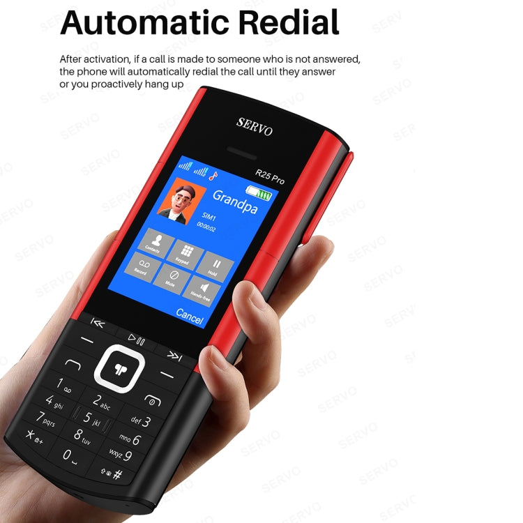 SERVO R25 Pro Mobile Phone with TWS Bluetooth Headsets, 2.4 inch, 24 Keys, Support Bluetooth, Quick Dial, Auto Response, FM, Flashlight, GSM, Dual SIM (White Red)