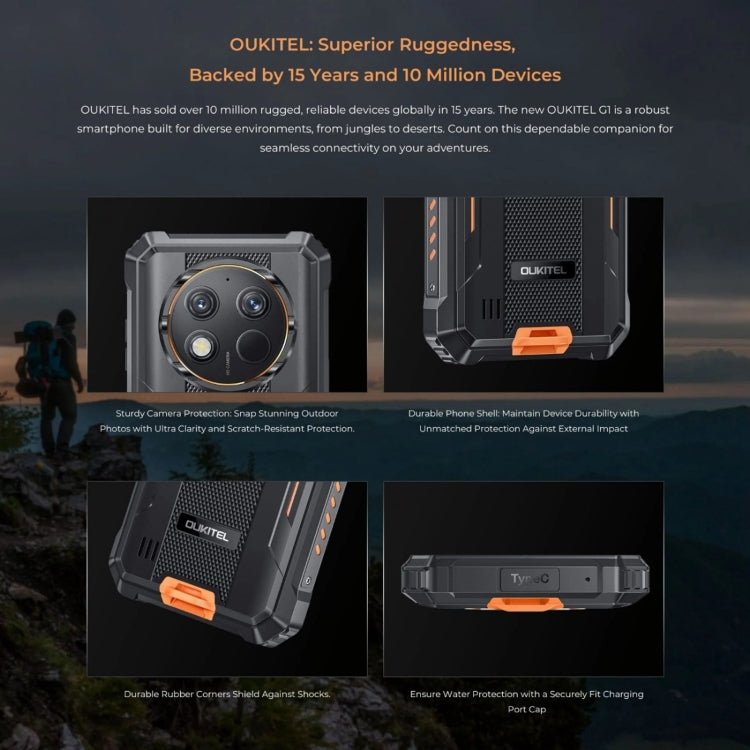 [HK Warehouse] Oukitel G1 Rugged Phone, 6GB+256GB, Fingerprint Identification, 6.52 inch Android 14 T606 Octa Core, NFC, OTG, Network: 4G (Grey)