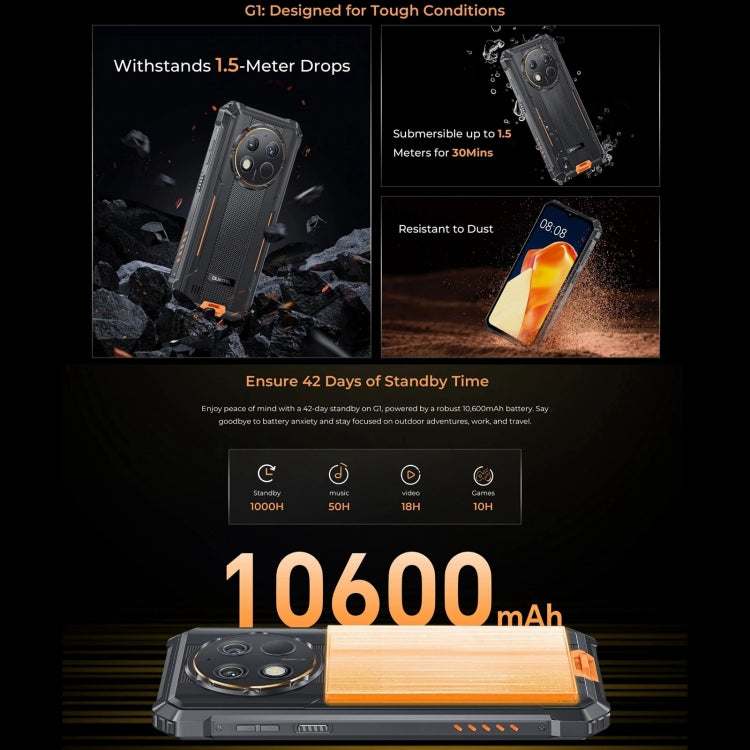 [HK Warehouse] Oukitel G1 Rugged Phone, 6GB+256GB, Fingerprint Identification, 6.52 inch Android 14 T606 Octa Core, NFC, OTG, Network: 4G (Green)