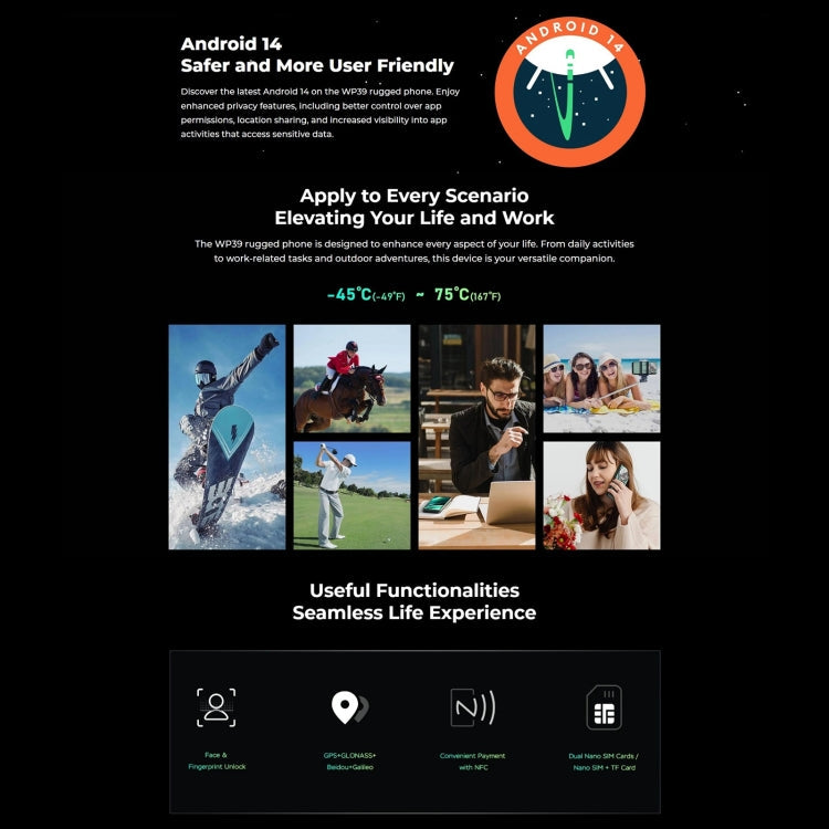 [HK Warehouse] Oukitel WP39 5G Rugged Phone, 6GB+256GB, Night Vision, Fingerprint Identification, 6.6 inch MediaTek Dimensity 6100+ Octa Core, NFC, OTG, Network: 5G (Green)