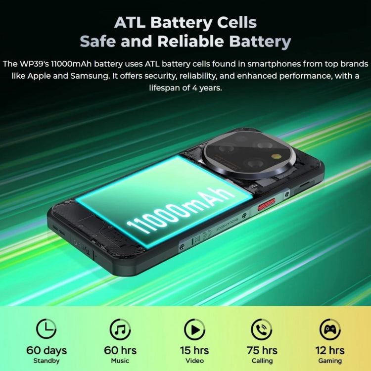 [HK Warehouse] Oukitel WP39 5G Rugged Phone, 6GB+256GB, Night Vision, Fingerprint Identification, 6.6 inch MediaTek Dimensity 6100+ Octa Core, NFC, OTG, Network: 5G (Green)
