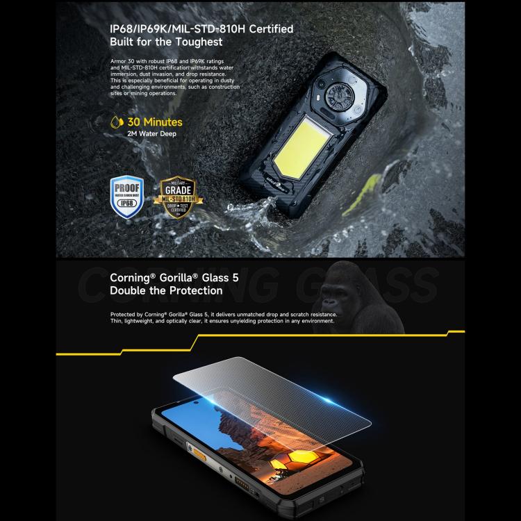 Ulefone Armor 30, 12GB+512GB, Night Vision, IP68/IP69K Rugged Phone, 6.95 inch Android 15 MediaTek Helio G100 Octa Core, Network: 4G, NFC, OTG, Armor 30