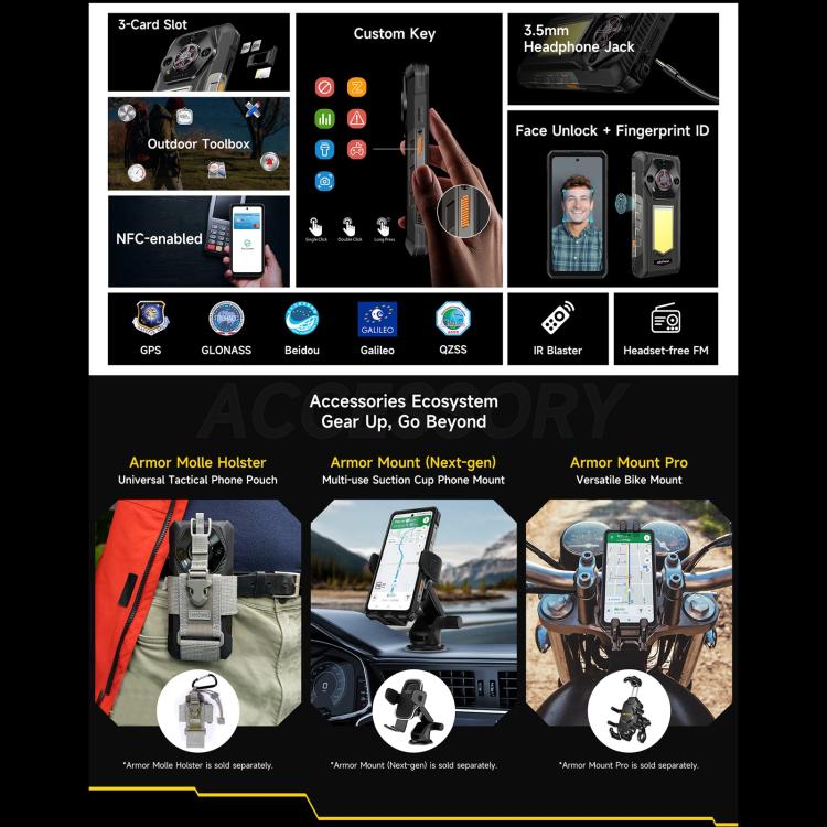Ulefone Armor 30, 12GB+512GB, Night Vision, IP68/IP69K Rugged Phone, 6.95 inch Android 15 MediaTek Helio G100 Octa Core, Network: 4G, NFC, OTG, Armor 30