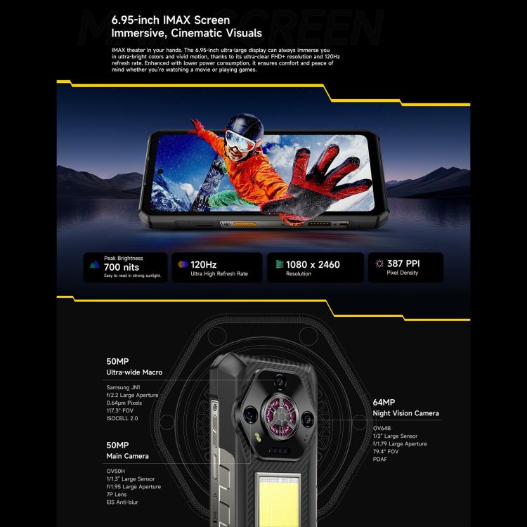 Ulefone Armor 30, 12GB+512GB, Night Vision, IP68/IP69K Rugged Phone, 6.95 inch Android 15 MediaTek Helio G100 Octa Core, Network: 4G, NFC, OTG, Armor 30