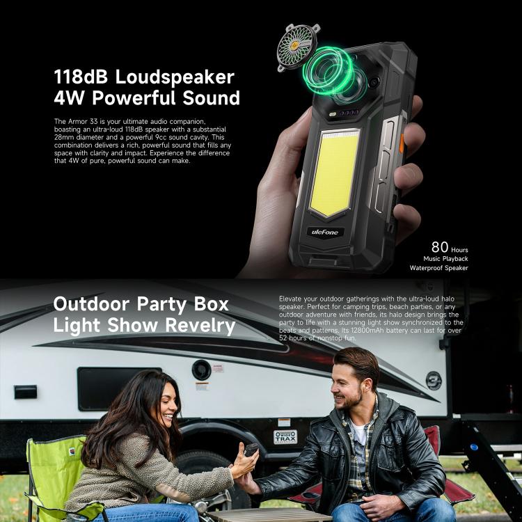 Ulefone Armor 33 Rugged Phone, 12GB+512GB, 6.95 inch Android 15 MediaTek Helio G100 Octa Core, Network: 4G, OTG, NFC, LED Light, Armor 33