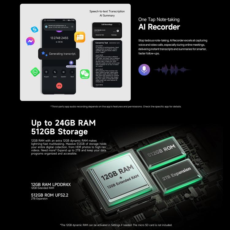 Ulefone Armor 33 Rugged Phone, 12GB+512GB, 6.95 inch Android 15 MediaTek Helio G100 Octa Core, Network: 4G, OTG, NFC, LED Light, Armor 33