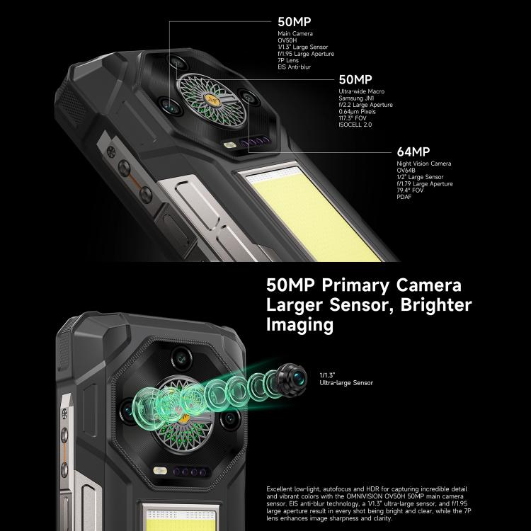 Ulefone Armor 33 Rugged Phone, 12GB+512GB, 6.95 inch Android 15 MediaTek Helio G100 Octa Core, Network: 4G, OTG, NFC, LED Light, Armor 33