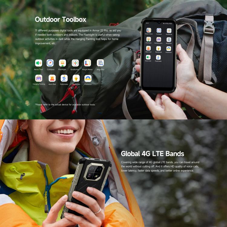 Ulefone Armor 22 Pro IP68/IP69K Rugged Phone, 8GB+128GB, 6.58 inch Android 15 MediaTek Helio G96 Octa Core, Network: 4G, NFC, OTG, 8GB+128GB