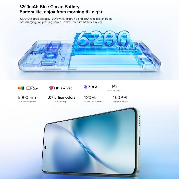 vivo X200s, 12GB+256GB, Face ID / 3D Ultrasonic Fingerprint, 6.67 inch OriginOS 5 / Android 15 Dimensity 9400+ Octa Core, OTG, NFC, Network: 5G, Support Google Play, 12GB+256GB