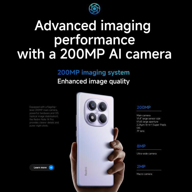 [HK Warehouse] Xiaomi Redmi Note 14 Pro 4G Global, 12GB+256GB, In-screen Fingerprint, 6.67 inch Xiaomi HyperOS Helio G100-Ultra Octa Core, NFC, Network: 4G (Black)