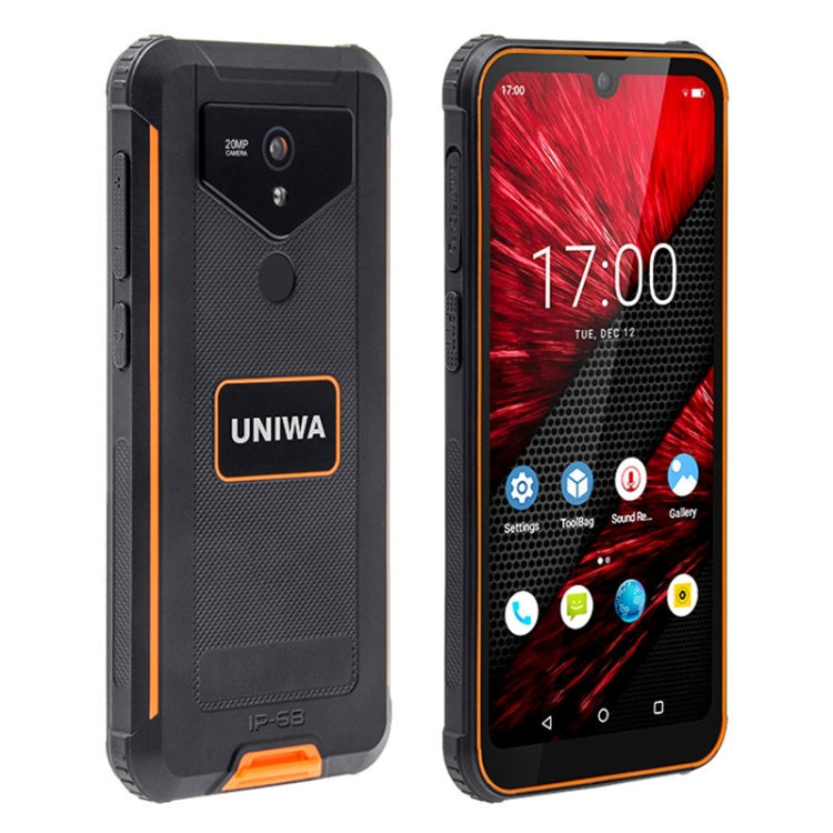UNIWA F965 Pro Rugged Smart Phone, 6GB+128GB, 6 inch Android 13, MT6762 Octa Core, Network: 4G, NFC, PoC, SOS, US Plug (Black+Orange)