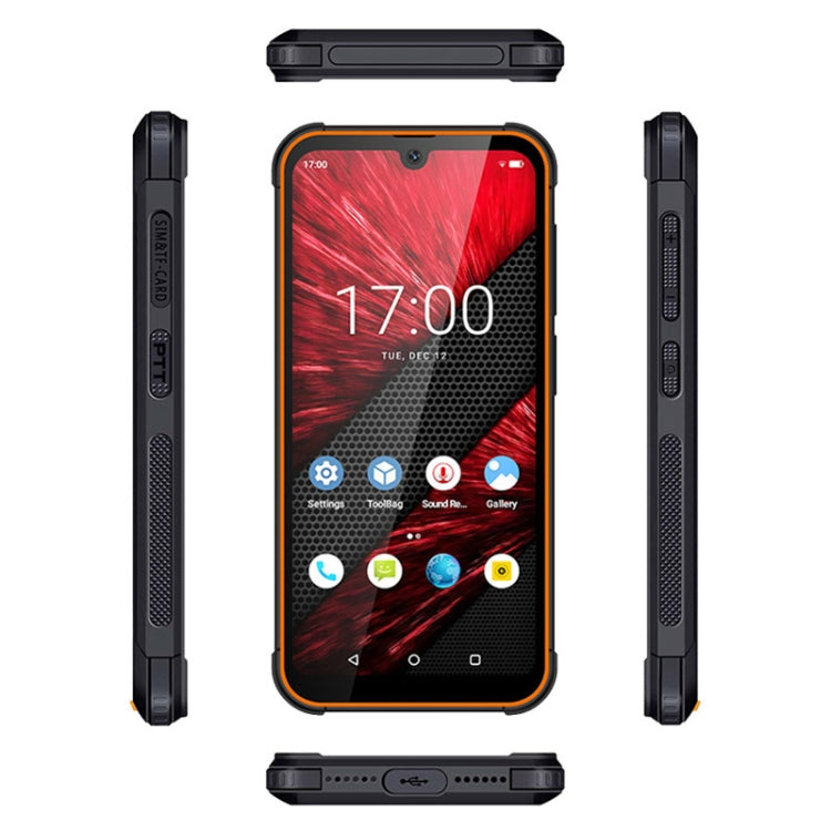 UNIWA F965 Pro Rugged Smart Phone, 6GB+128GB, 6 inch Android 13, MT6762 Octa Core, Network: 4G, NFC, PoC, SOS, US Plug (Black+Orange)