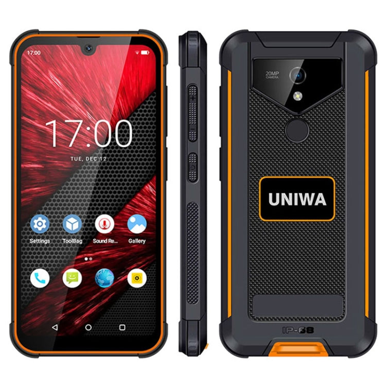 UNIWA F965 Pro Rugged Smart Phone, 6GB+128GB, 6 inch Android 13, MT6762 Octa Core, Network: 4G, NFC, PoC, SOS, UK Plug (Black+Orange)