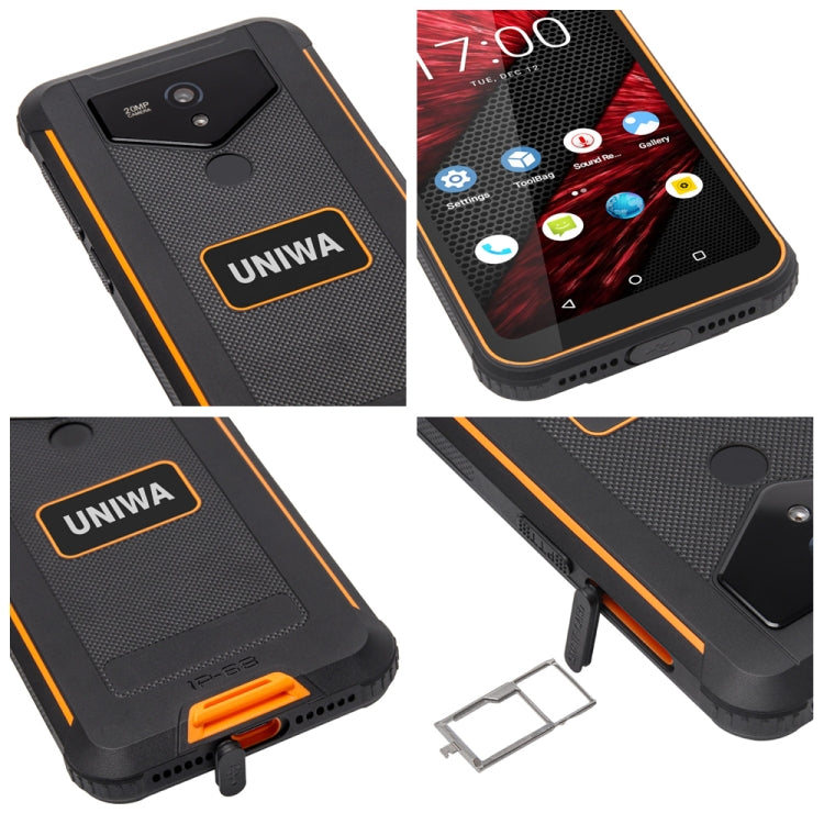 UNIWA F965 Pro Rugged Smart Phone, 6GB+128GB, 6 inch Android 13, MT6762 Octa Core, Network: 4G, NFC, PoC, SOS, UK Plug (Black+Orange)